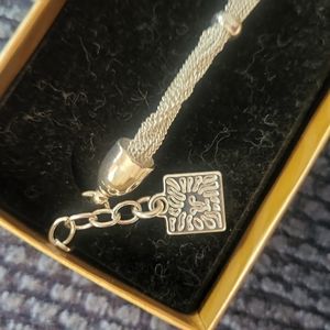 Anne Klein silver, multi strand, station, chain bracelet